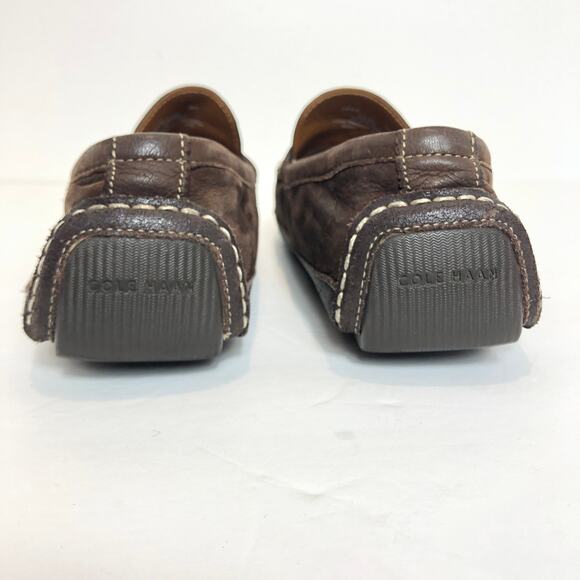 COLE HAAN - Men's Brown Leather Wyatt Penny Drivers Bracken Loafers - 9M - Picture 3 of 7